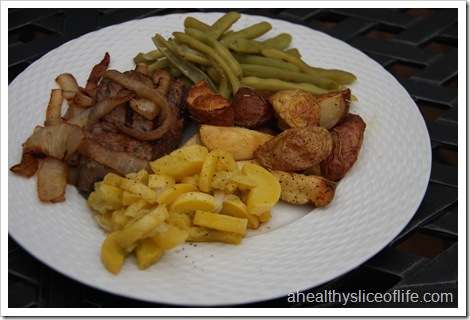 Steak, Squash, Green Beans and Potatoes