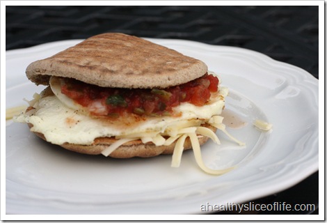egg cheese and salsa breakfast sandwich