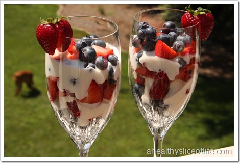 red and blue berry parfait