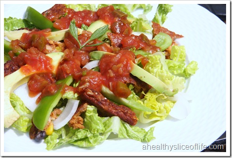 spicy black bean burger salad