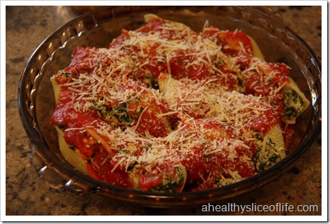 spinach stuffed shells ready for oven