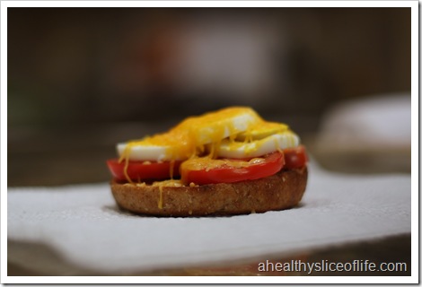 breakfast bagel- boiled egg and tomato with cheese