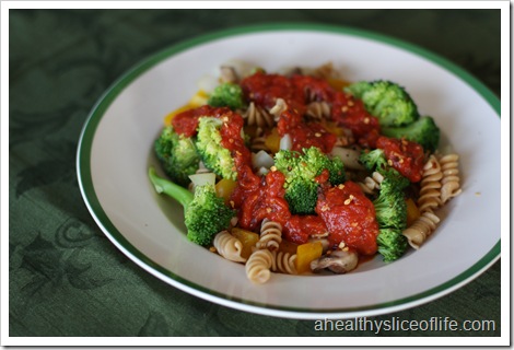 mixed veggie pasta lunch