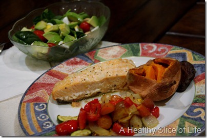 salmon and veggie dinner