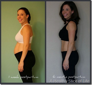 6 months postpartum body progress side