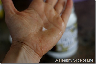 Coconut oil melts in hand