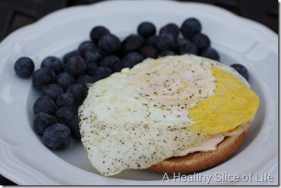 egg and blueberries