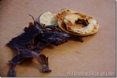 Paleo Eating- homemade jerky and apple chips