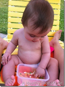 9 months old- snacks at pool