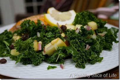 WIAW- kale and fruit salad - close up