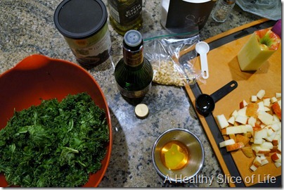 WIAW- kale and fruit salad- prep
