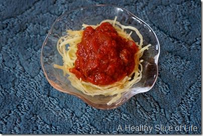 munchkin meals- spaghetti squash and meat sauce