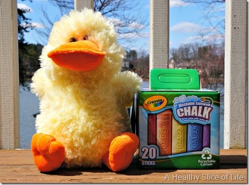 healthy easter basket- stuffed animal and chalk