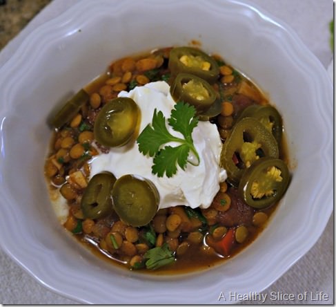 recommitting to quality food- lentil chili