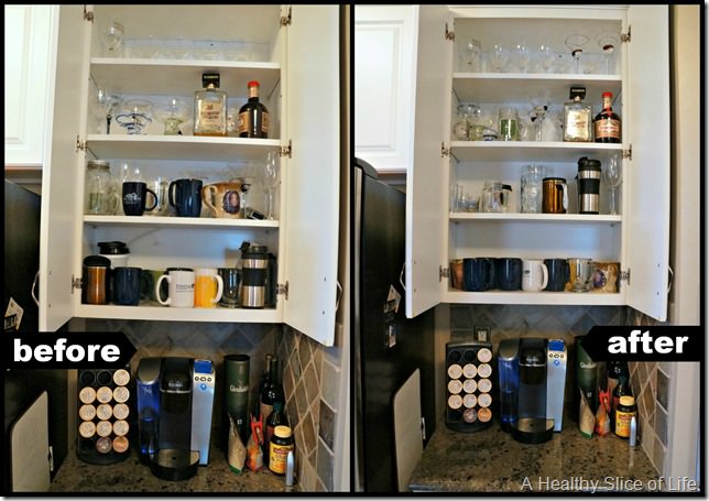 kitchen organization- cabinet 3 before and after