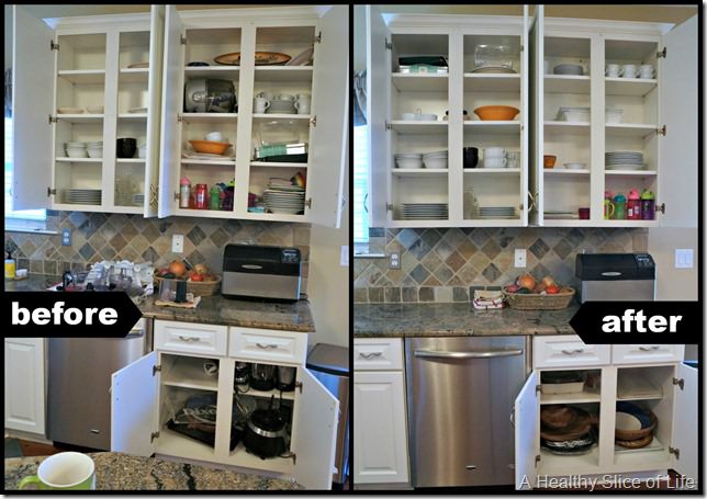 kitchen organization- cabinet 4 before and after