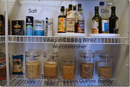 pantry clean out- oils, vinegar and dried grains B