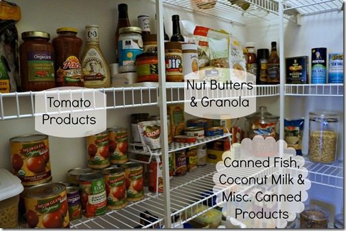 pantry clean out- tomato products, proteins, peanut butters and granola B