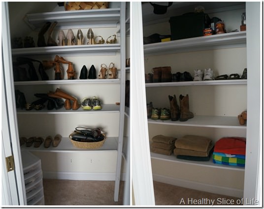 shoe closet organization- after