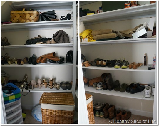 shoe closet organization- before