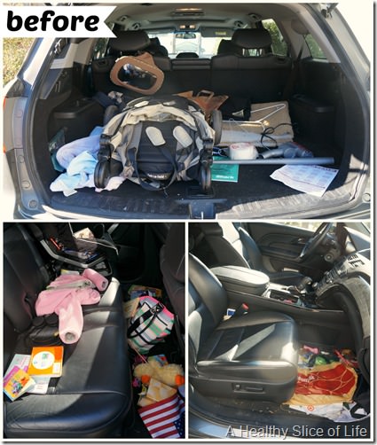 toddler mom car organization- before