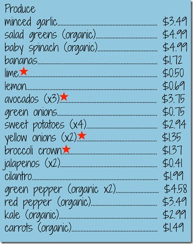 details grocery list and prices- 3