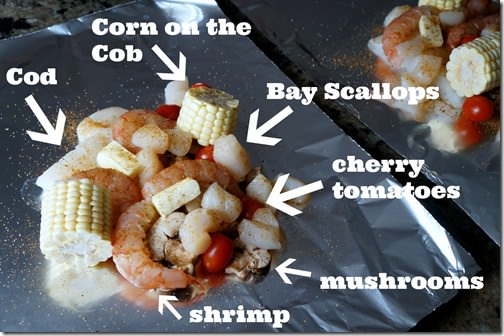 simple seafood grill packs- assembly