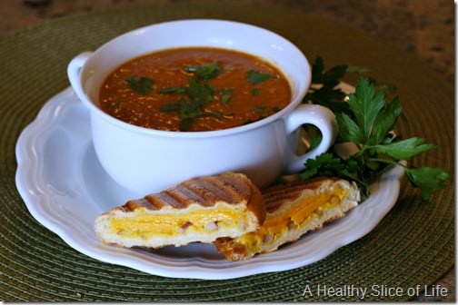 grilled cheddar and tomato soup