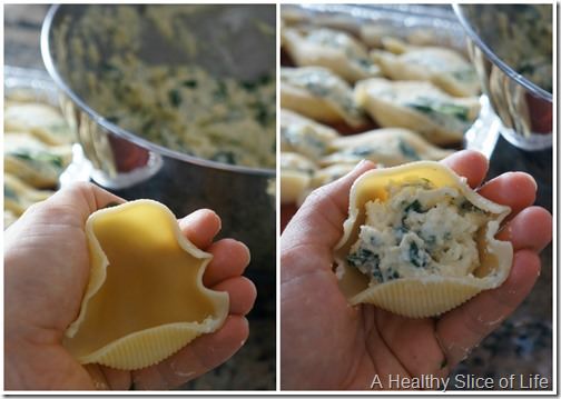 spinach stuffed shells bulk freezer recipe- fill shells