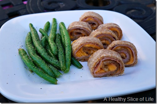 ham and cheese toddler wrap with green beans