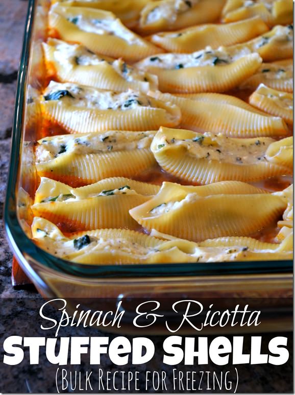 spinach stuffed shells bulk freezer recipe- @ahealthyslice