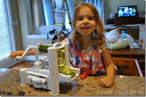 kids in the kitchen- spiralizer with supervision