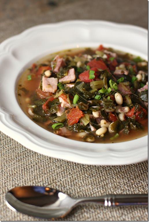 black eyed pea soup with collard greens