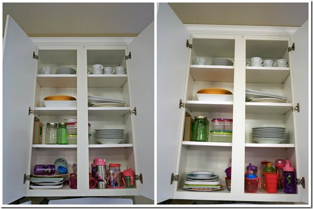 kitchen upper cabinets organization