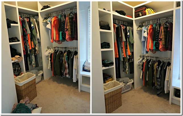 left side closet organization before and after