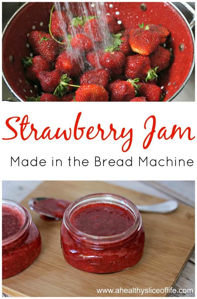 simple strawberry jam made in the bread machine with just 3 ingredients