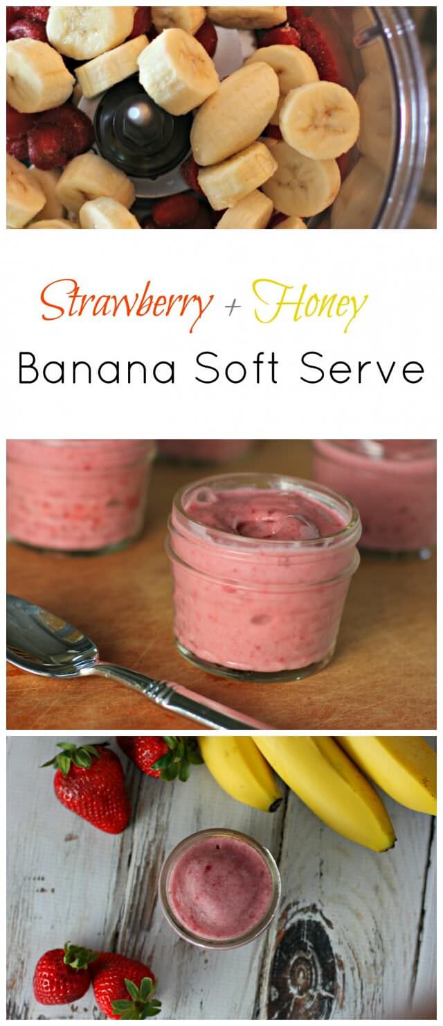 strawberry + honey banana soft serve