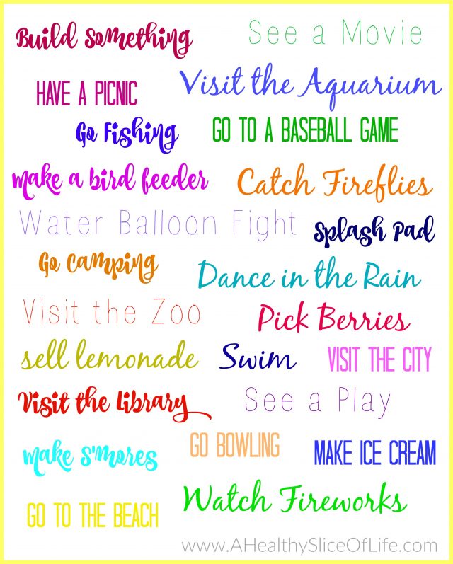 summer bucket list- four years old and two years old