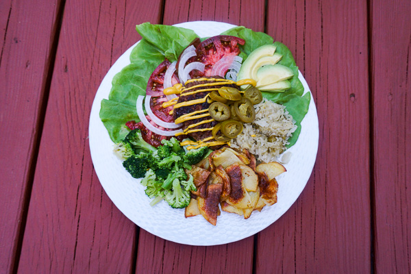 healthy burger plate