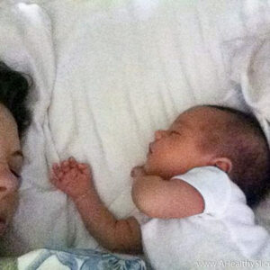 sleeping baby and mom
