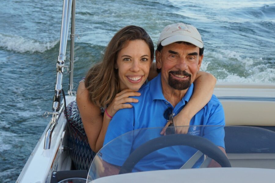 dad and daughter on boat