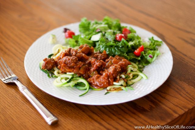 spaghetti meat sauce and zoodles