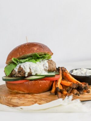 Authentic Greek Ground Lamb Gyro Burger
