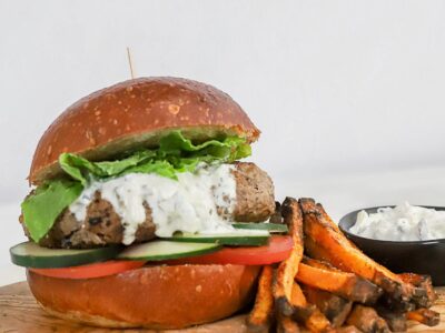 Authentic Greek Ground Lamb Gyro Burger