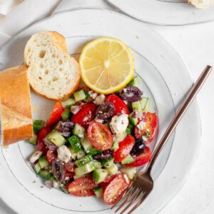 Greek salad and bread