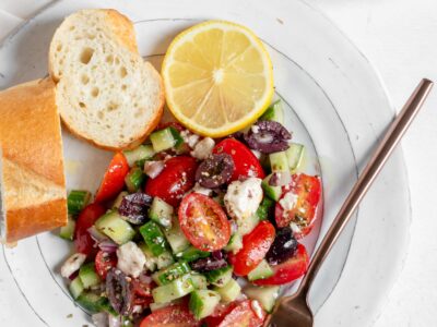 Greek salad and bread