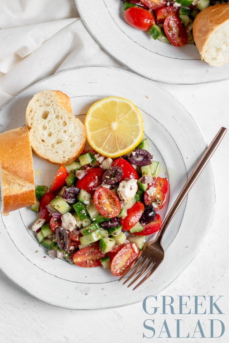 Greek salad with bread