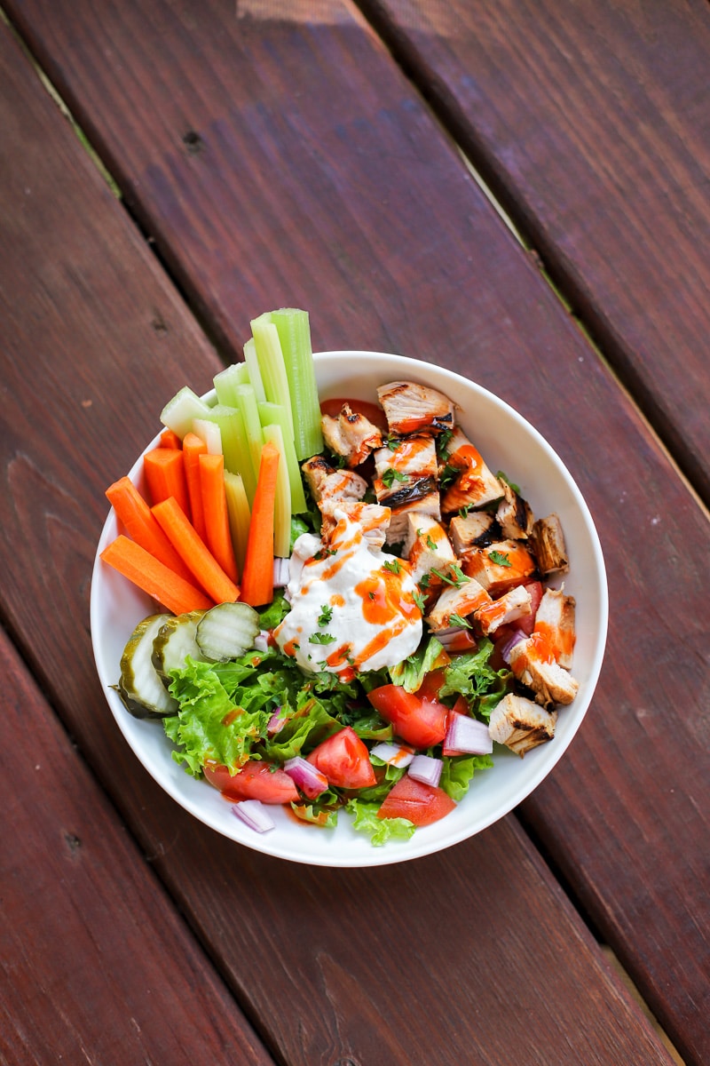 A Healthy Slice of Life - dinner - Buffalo Chicken Salad with homemade blue cheese