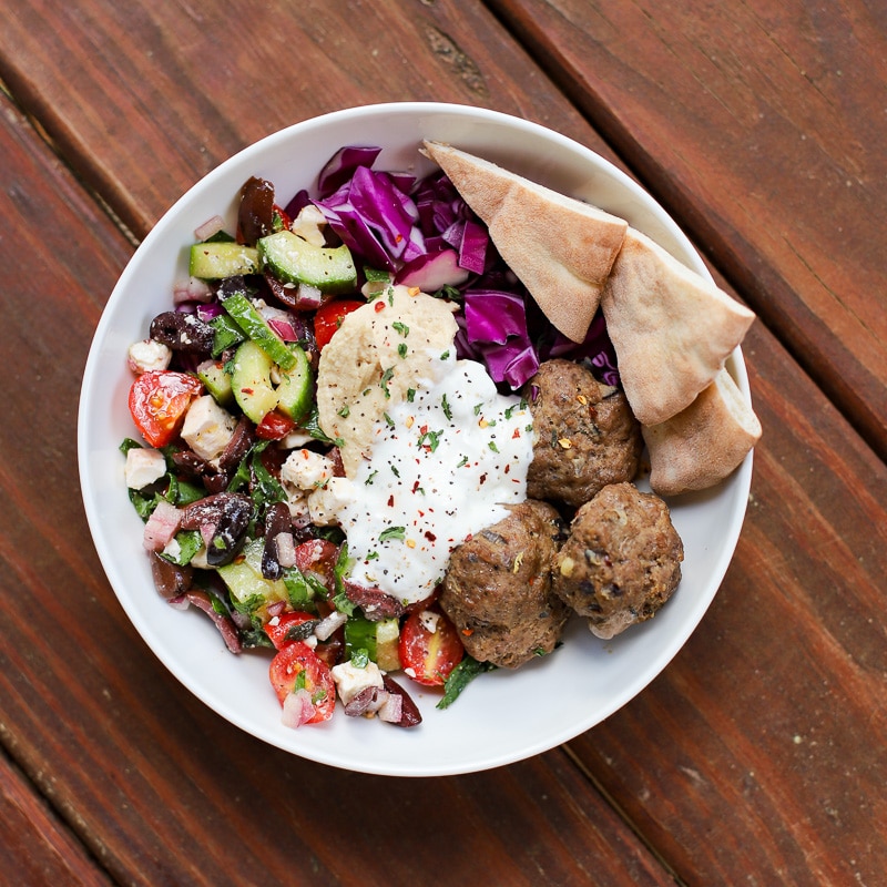 A Healthy Slice of Life - dinner - Greek meatball bowl