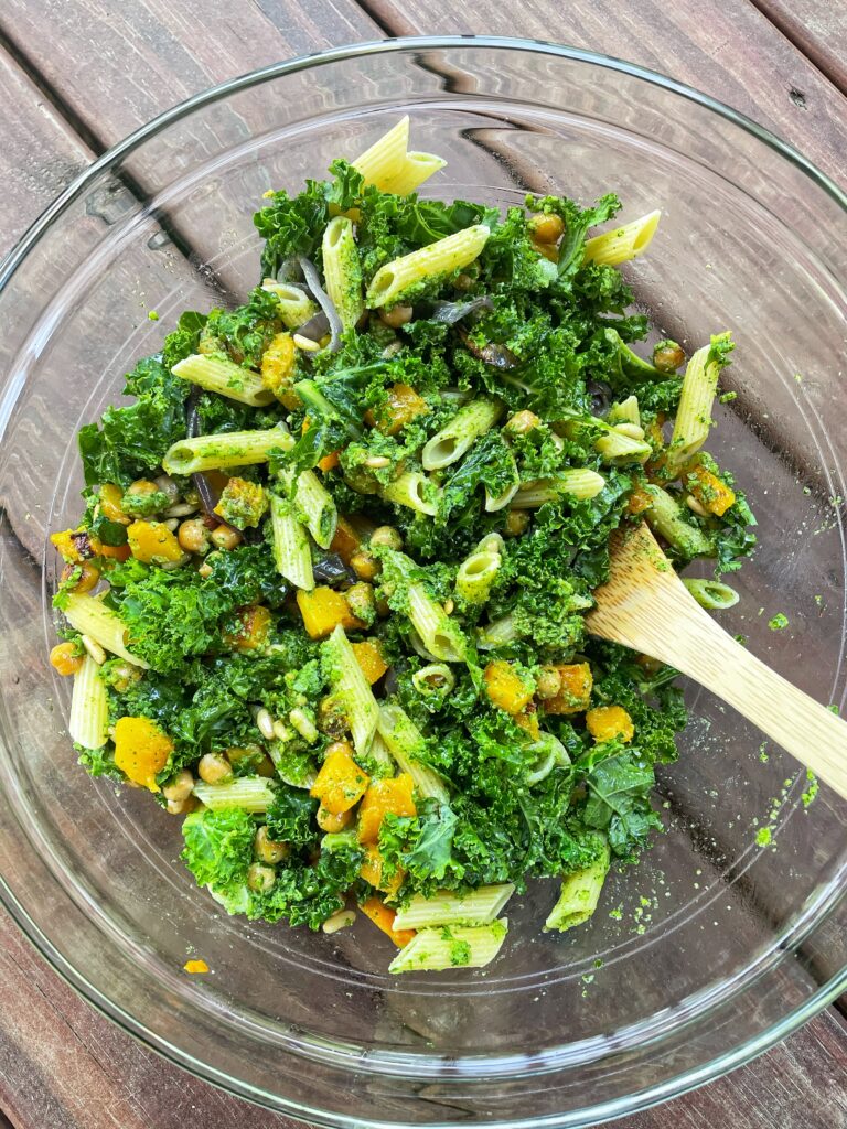 Kale Pesto Salad with Roasted Butternut Squash
